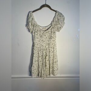 Boho Coquette Aeropostale Floral Mini Dress - White and Green